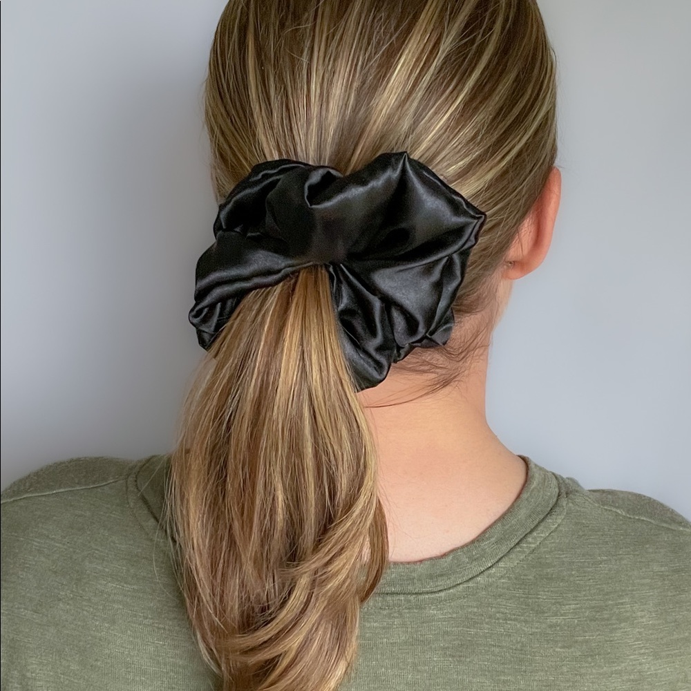 NWT Black XL Scrunchie | Silky Satin Scrunchies By Raven Lane